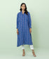 Women's Pret Yarn Dyed Solid Blue A-Line Shirt